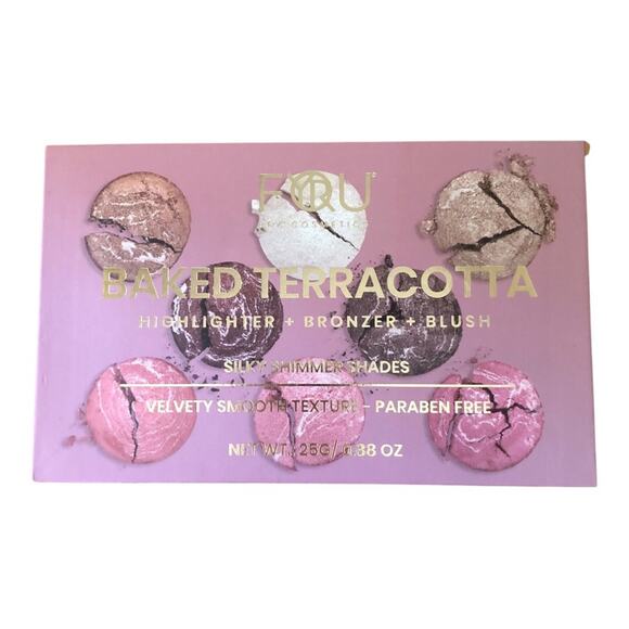 FYORU Baked Terracotta Palette 8 Warm Shimmery Shades Blush Bronzer Highlighter - Picture 1 of 9